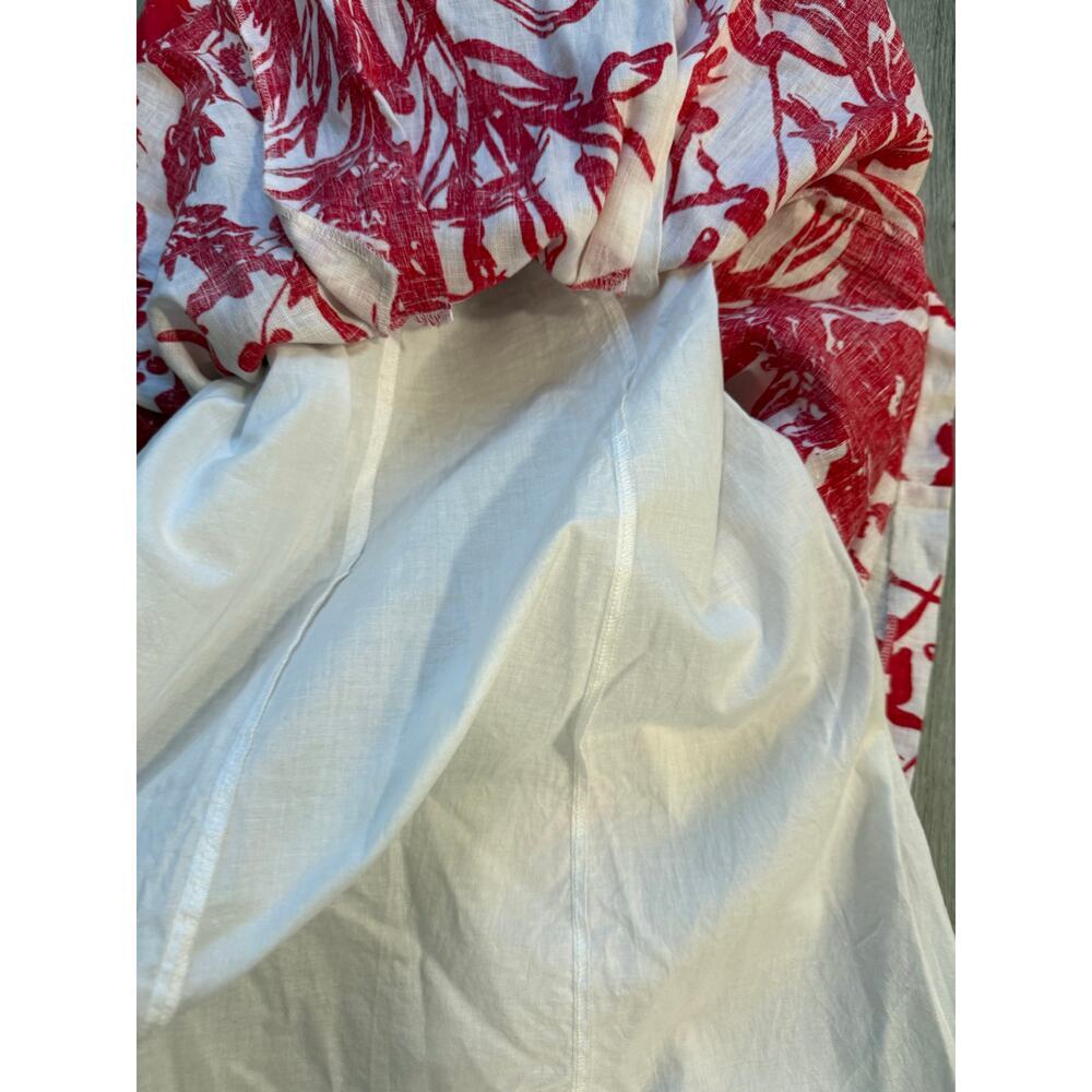 Coldwater Creek White & Red 100% Linen and cotton dress, women's size 10 - Picture 7 of 7